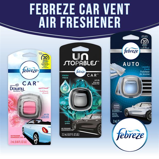 Febreze Car Odor-Eliminating Air Freshener, Downy April Fresh scent, 2  count (Pack of 4)
