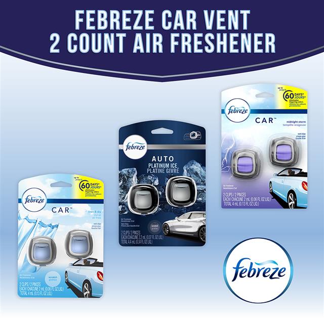 Febreze AUTO Air Freshener Vent Clip Noir Scent, .07 oz. Car Vent Clip,  Pack of 2 