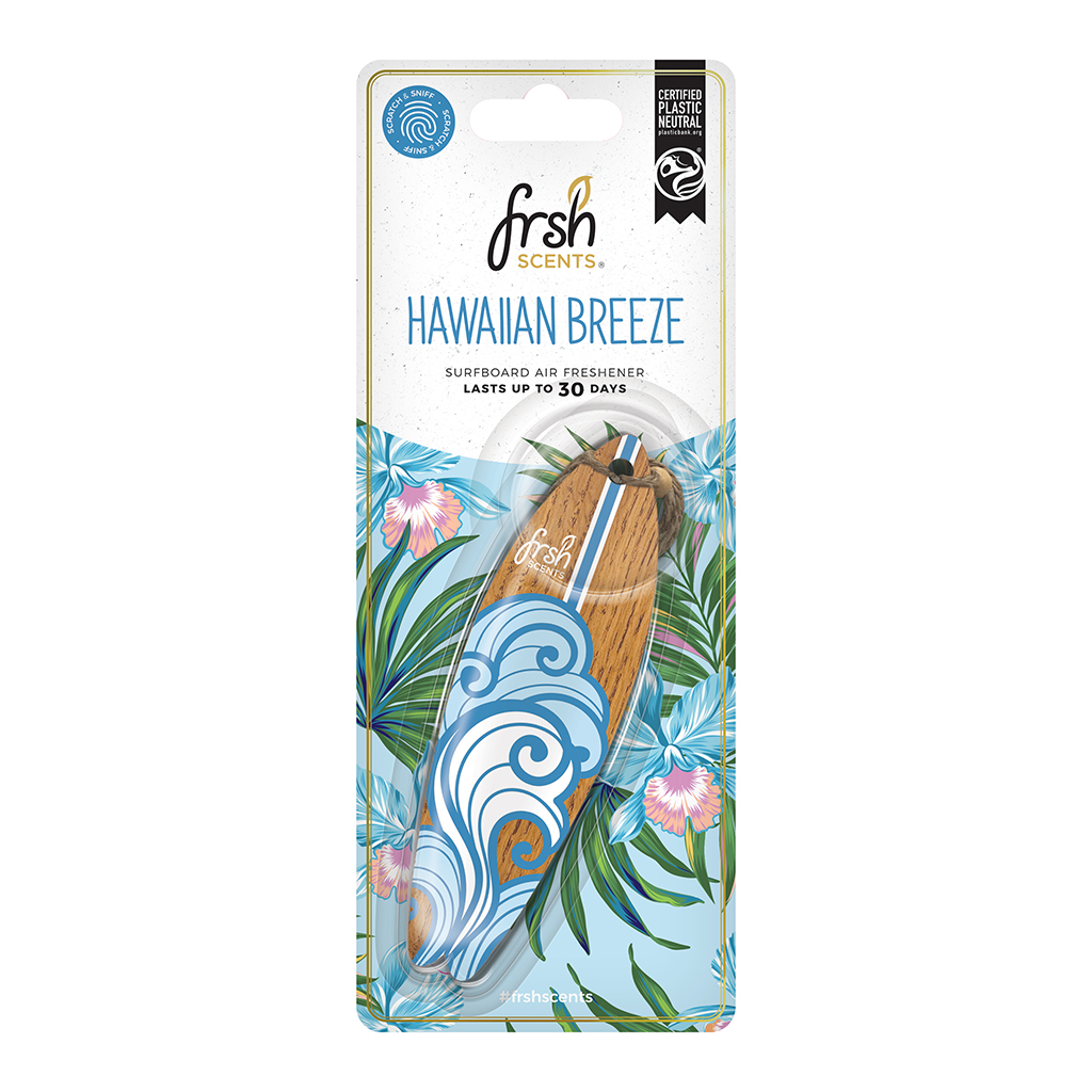 FRSH Surfboard Hanging Air Freshener - Hawaiian Breeze CASE PACK 6