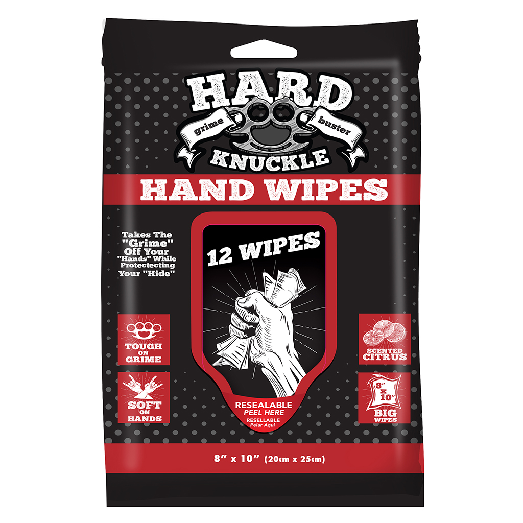 Hard Knuckle Citrus Hand Wipe - 12 Count CASE PACK 6