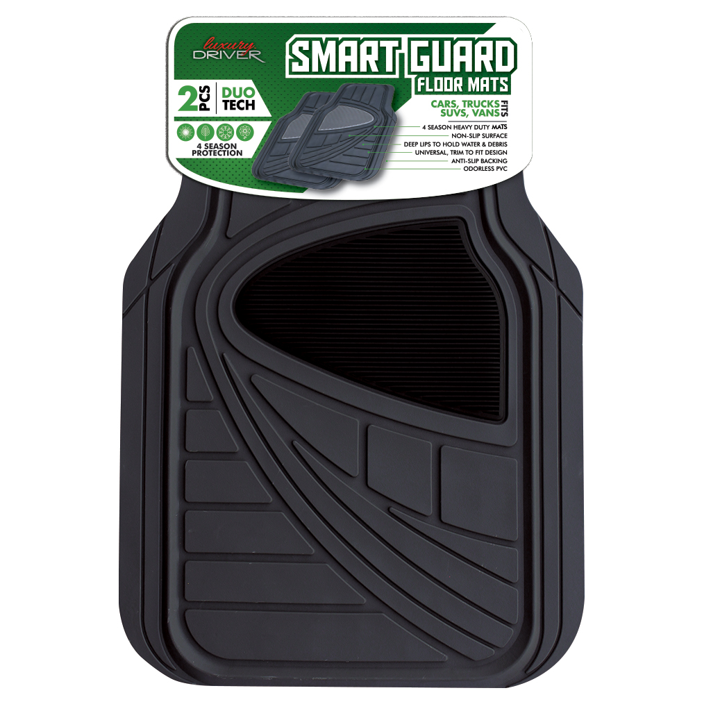 Duo Tech All Weather Piece Car Mat with Grey Heel Pad Black Superior  Car Wash Supply