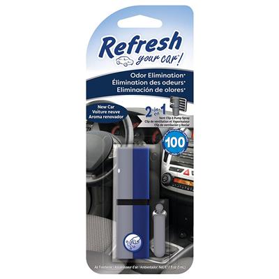 Refresh Odor Elimination Vent Clip Pump Spray- New Car CASE PACK 4